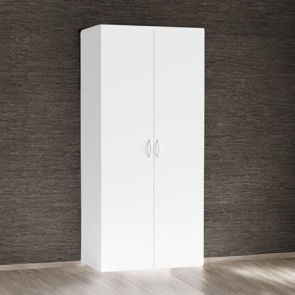 armadio 2 ante seba 2 colore bianco, armadio a vista frontale, perfetto per camere moderne e funzionali