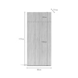 armadio 2 ante seba 2 colore bianco, vista laterale che mostra la profondità e capienza dell’armadio