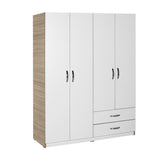 armadio tpgr422023 bianco 4 ante e 2 cassetti 120x170x40, armadio a vista frontale, perfetto per camere moderne e funzionali