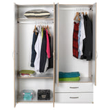 armadio tpgr422023 bianco 4 ante e 2 cassetti 120x170x40, dettaglio delle ante e finiture dell’armadio