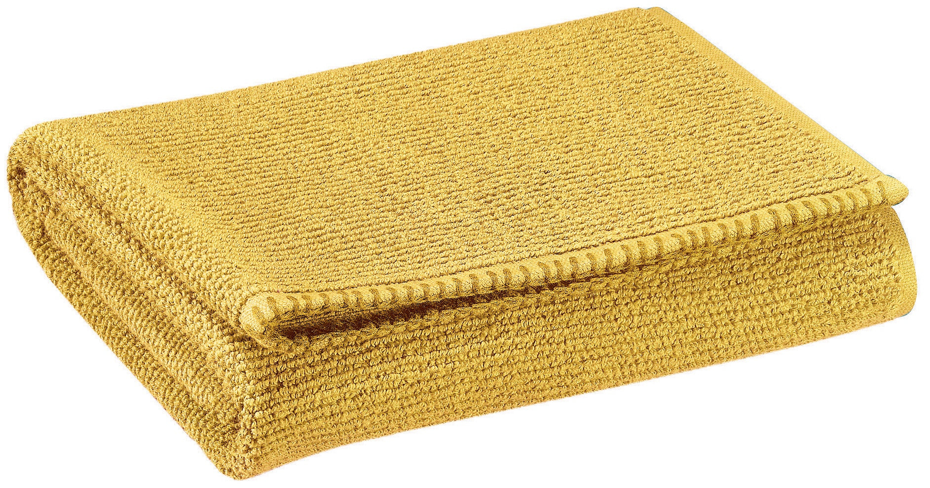 asciugamano bora curry, colore curry, taglia 50 x 100. asciugamano piegato su sfondo neutro per una visione pulita del prodotto
