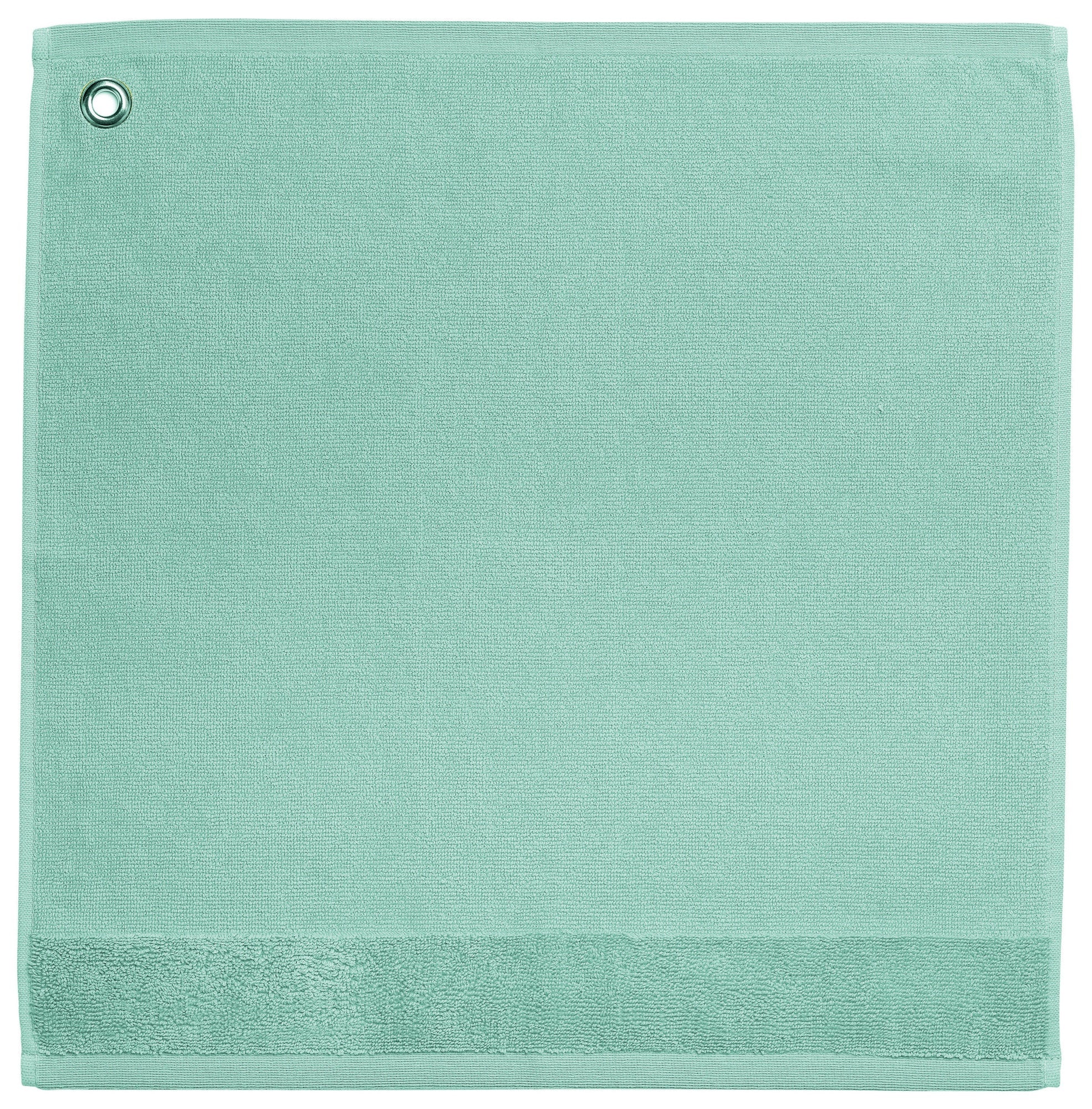 asciugamano con occhiello curl timo, colore timo, taglia 50 x 50. asciugamano piegato su sfondo neutro per una visione pulita del prodotto
