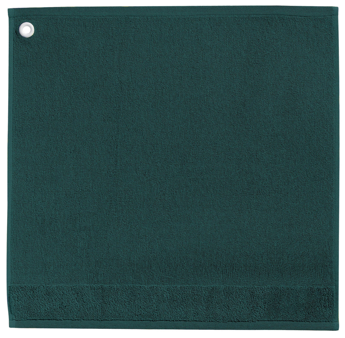 asciugamano con occhiello curl abete, colore abete, taglia 50 x 50. asciugamano piegato su sfondo neutro per una visione pulita del prodotto