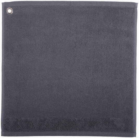 asciugamano con occhiello curl ombra, colore ombra, taglia 50 x 50. asciugamano piegato su sfondo neutro per una visione pulita del prodotto