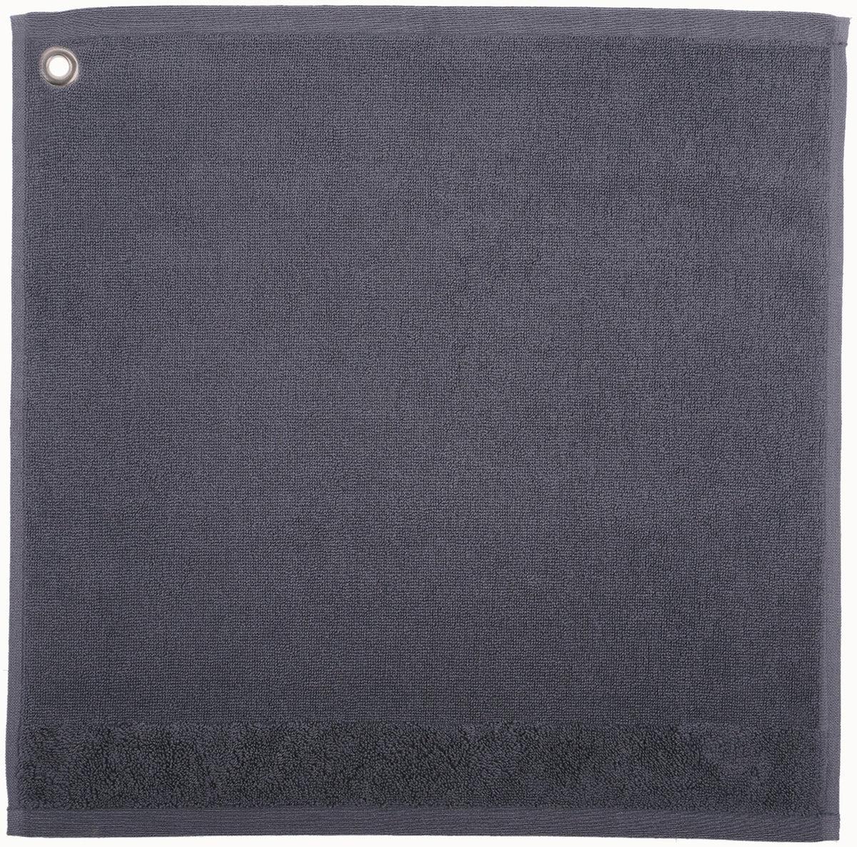 asciugamano con occhiello curl ombra, colore ombra, taglia 50 x 50. asciugamano piegato su sfondo neutro per una visione pulita del prodotto