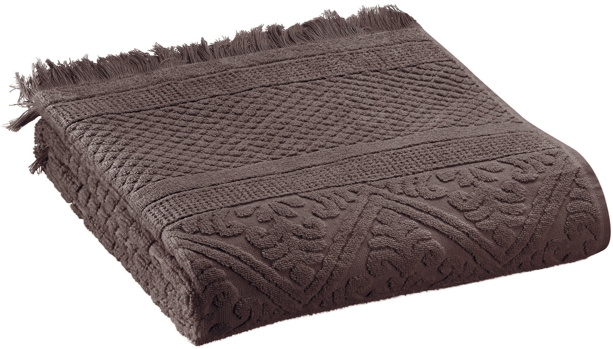 asciugamano da bagno zoe ebano, colore ebano, taglia 50 x 100. asciugamano piegato su sfondo neutro per una visione pulita del prodotto