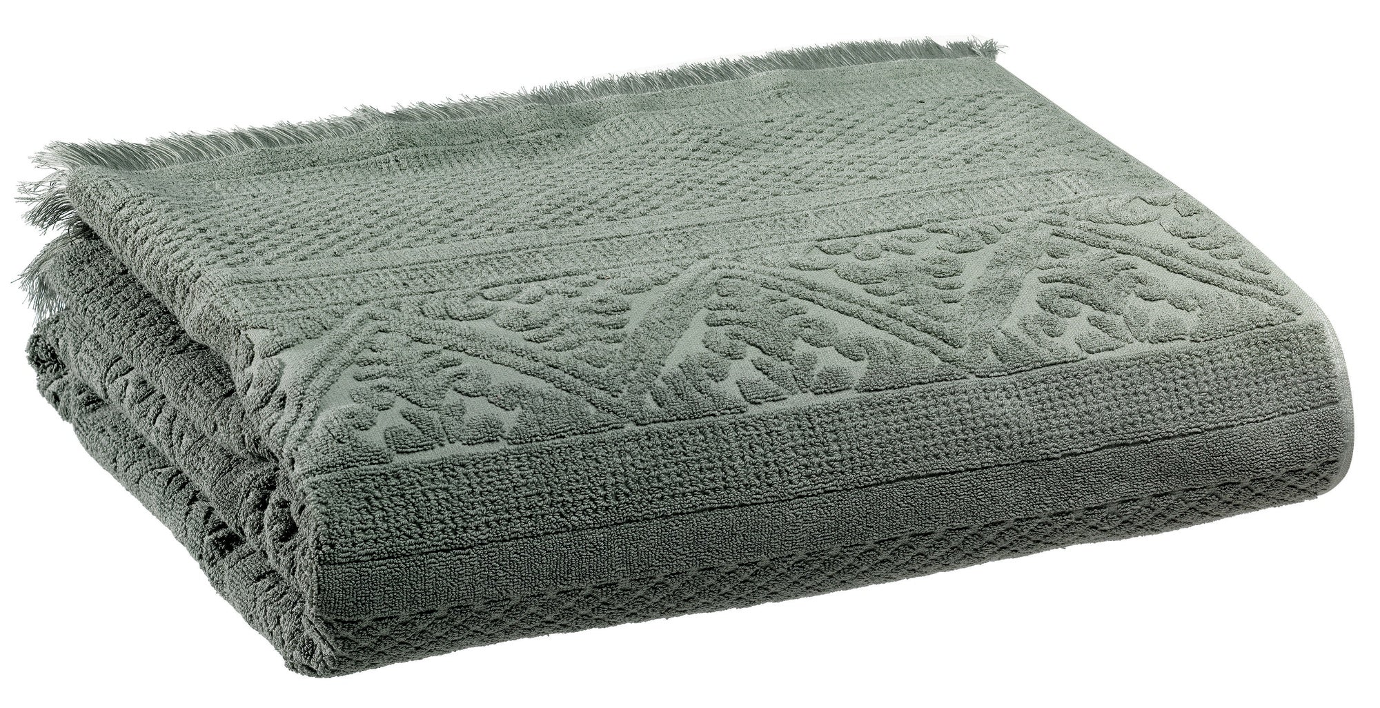 asciugamano da bagno zoe timo, colore timo, taglia 100 x 180. asciugamano piegato su sfondo neutro per una visione pulita del prodotto