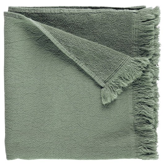 asciugamano luna verde detox, colore verde detox, taglia 100 x 50. asciugamano piegato su sfondo neutro per una visione pulita del prodotto