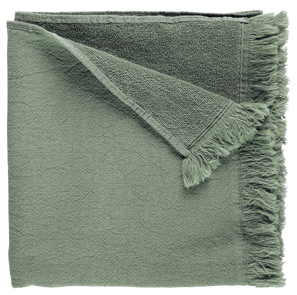 asciugamano luna verde detox, colore verde detox, taglia 100 x 50. asciugamano piegato su sfondo neutro per una visione pulita del prodotto