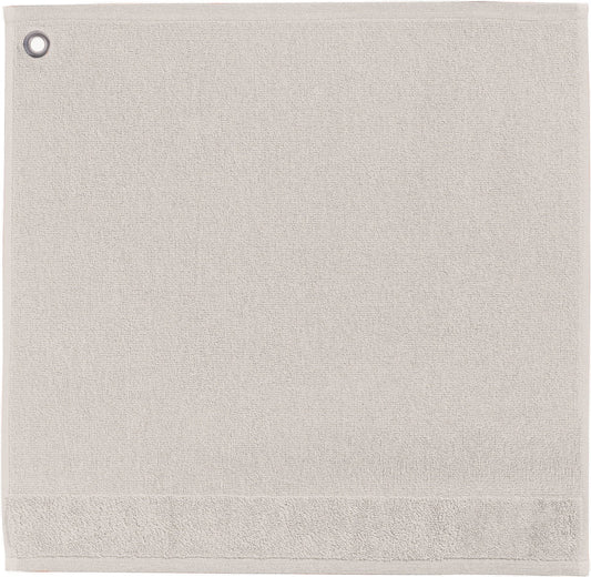 asciugamano occhiello curl lino, colore lino, taglia 50 x 50. asciugamano con occhiello piegato su sfondo bianco per una visione dettagliata