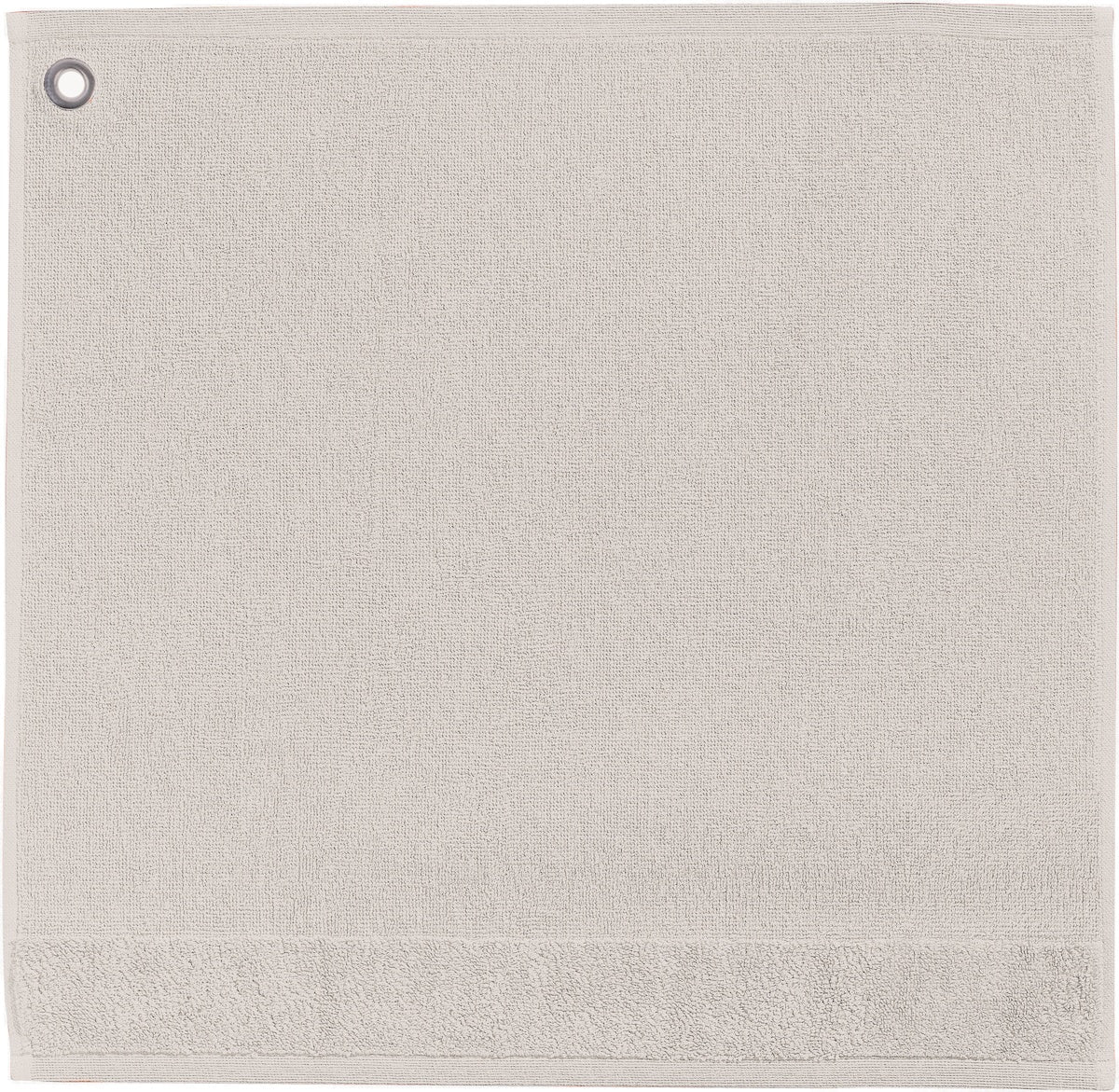 asciugamano occhiello curl lino, colore lino, taglia 50 x 50. asciugamano con occhiello piegato su sfondo bianco per una visione dettagliata