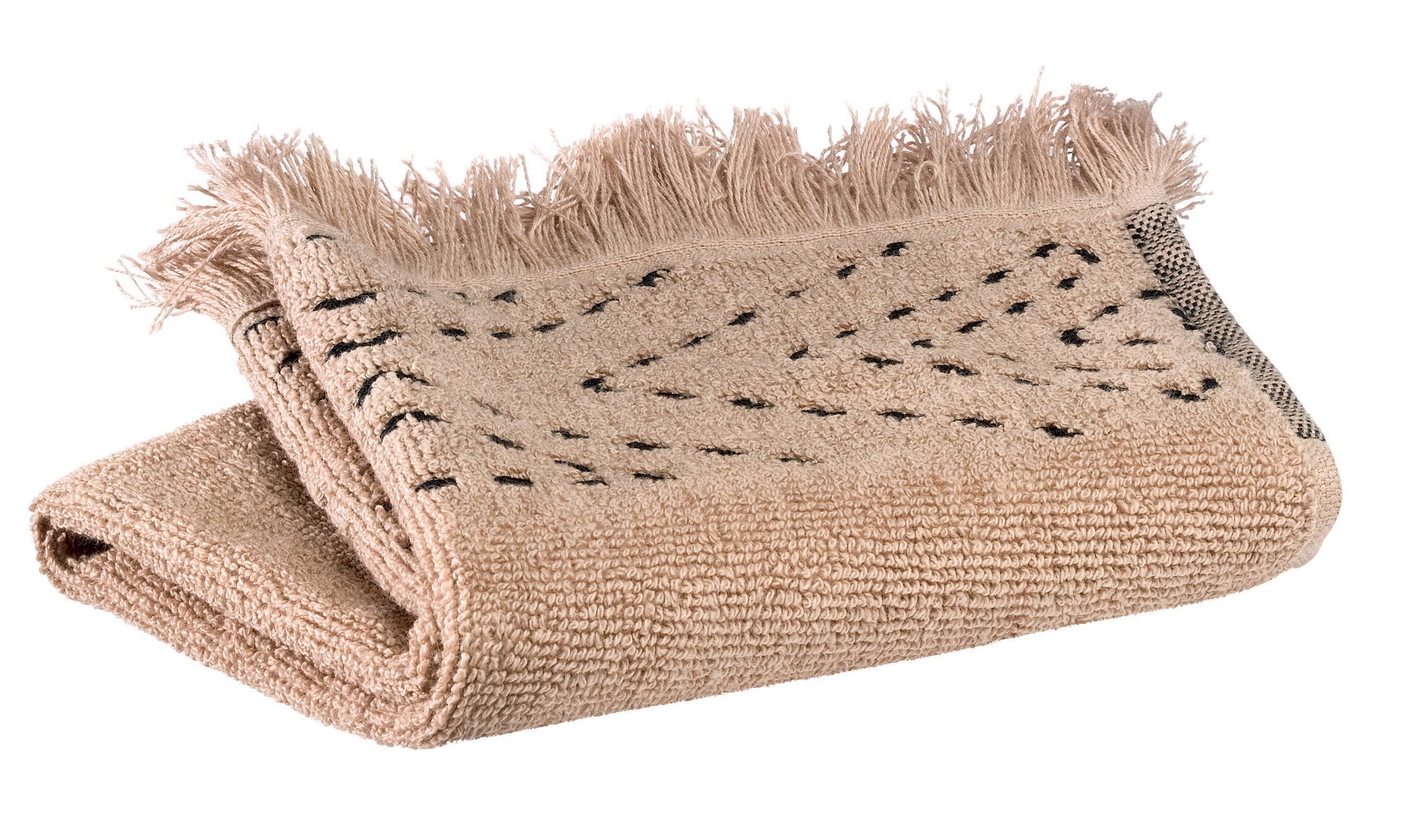 asciugamano ospite julia sesamo, colore sesamo, taglia 30 x 50. asciugamano ospite piegato elegantemente su fondo neutro