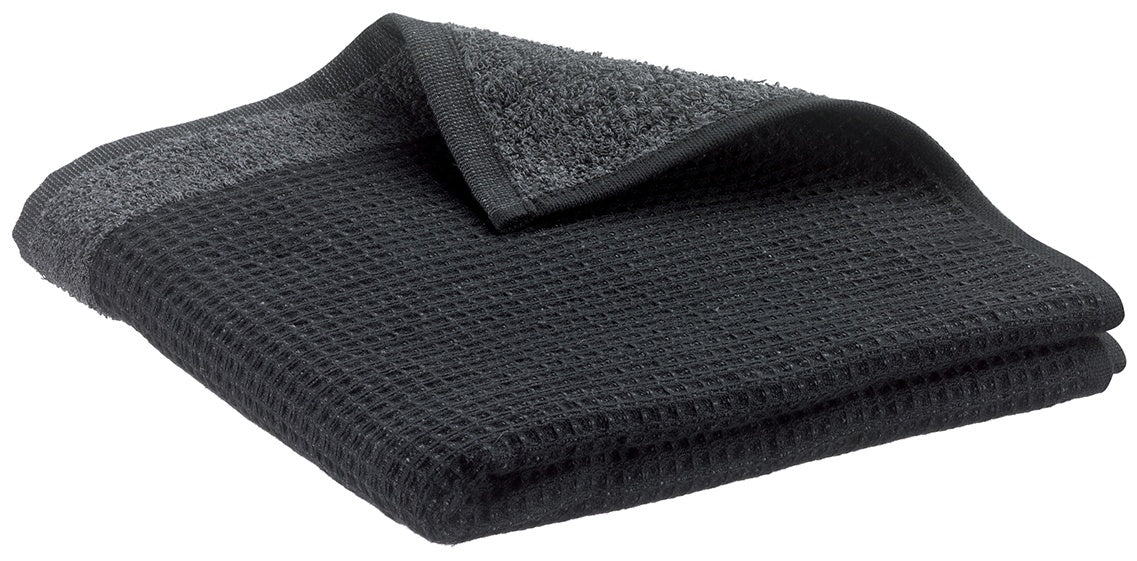 asciugamano ospite riciclato abby tonnerre, colore tonnerre, taglia 30 x 50. asciugamano ospite piegato elegantemente su fondo neutro