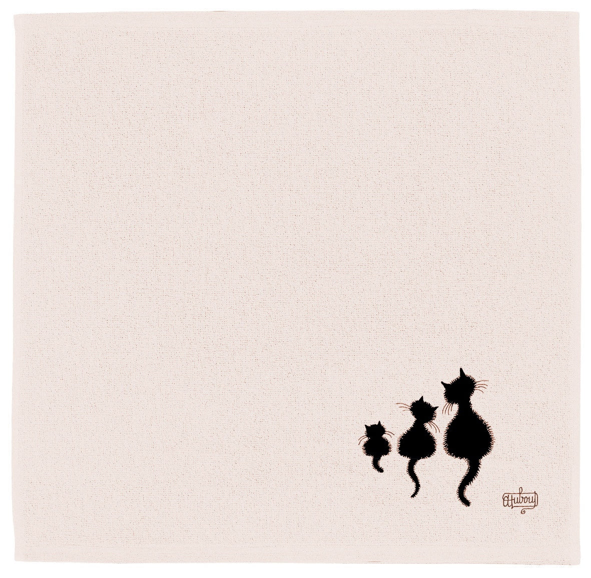 quadrato spugna dubout 3 chats avorio, colore avorio, taglia 50 x 50. asciugamano piegato su sfondo neutro per una visione pulita del prodotto