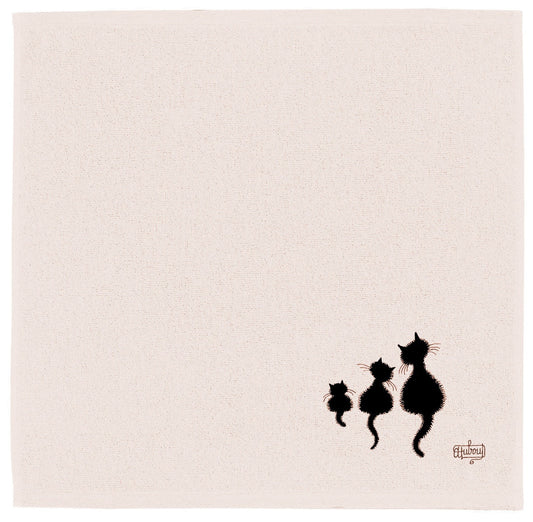 quadrato spugna dubout 3 chats avorio, colore avorio, taglia 50 x 50. asciugamano piegato su sfondo neutro per una visione pulita del prodotto 1181