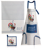 asciugamano riciclato french cocorico ecru/blu, colore ecru/blu, taglia 50 x 70. realizzato in 80% cotone riciclato 20% poliestere, ideale per assorbenza e delicatezza sulla pelle