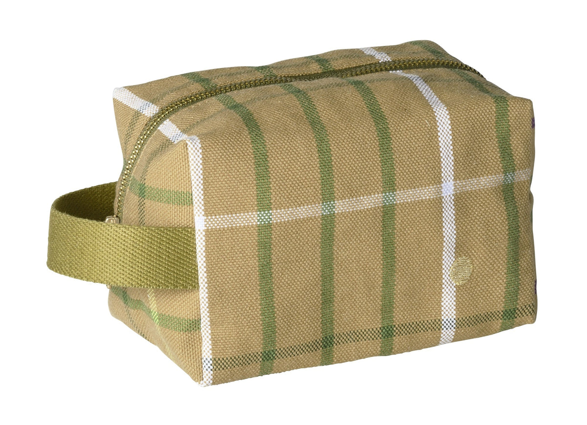 trousse cubo scotty marrone, colore marrone, taglia 15,5 x 10 x 10. dettaglio del prodotto da bagno