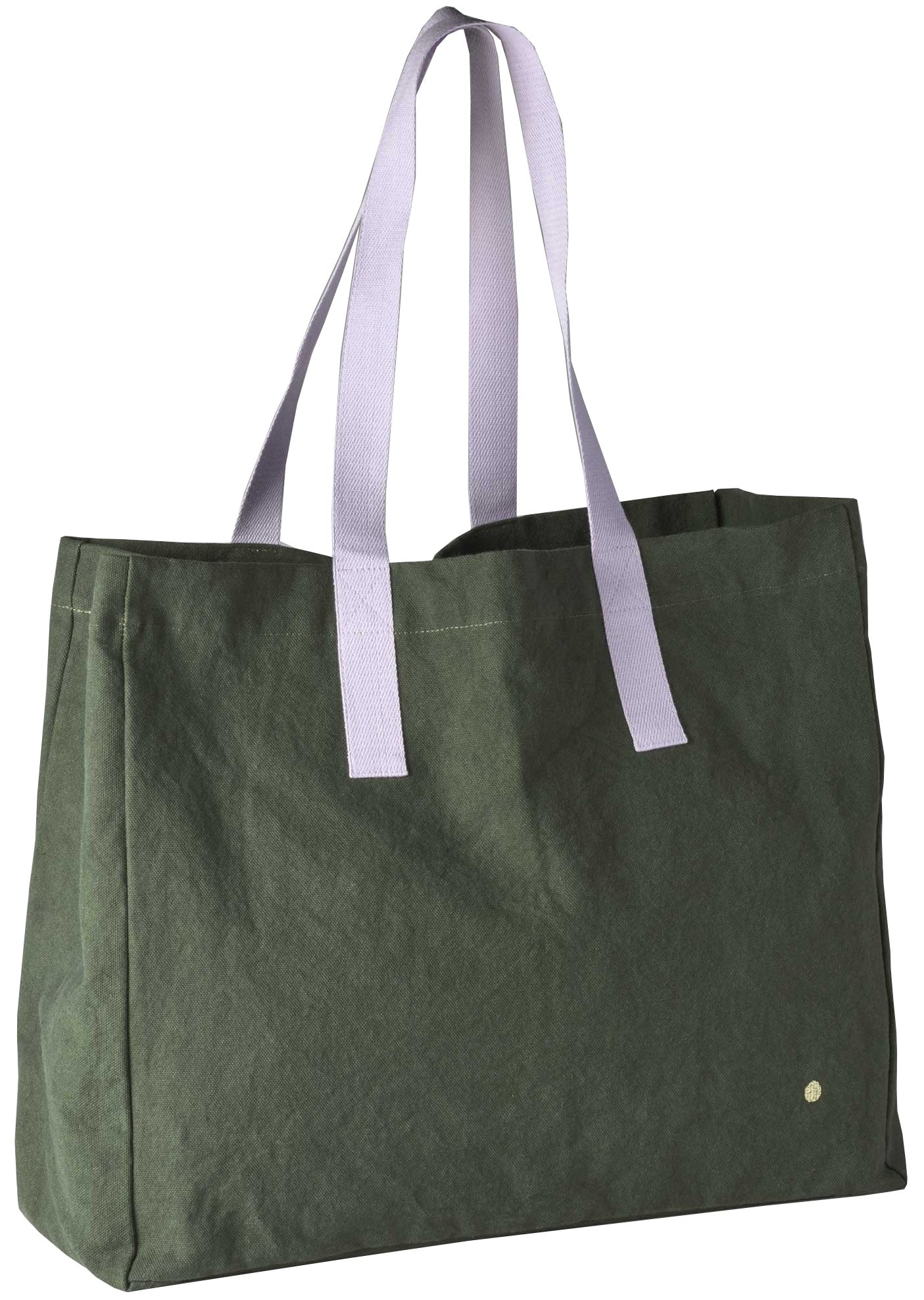 borsa shopper iona cavolo riccio, colore cavolo riccio, taglia 38 x 46 x 18. vista frontale della borsa shopping in tessuto ecologico su sfondo neutro