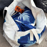 borsa shopper fougere blu, colore blu, taglia 38 x 46 x 18. stile casual per una borsa pratica ed ecologica