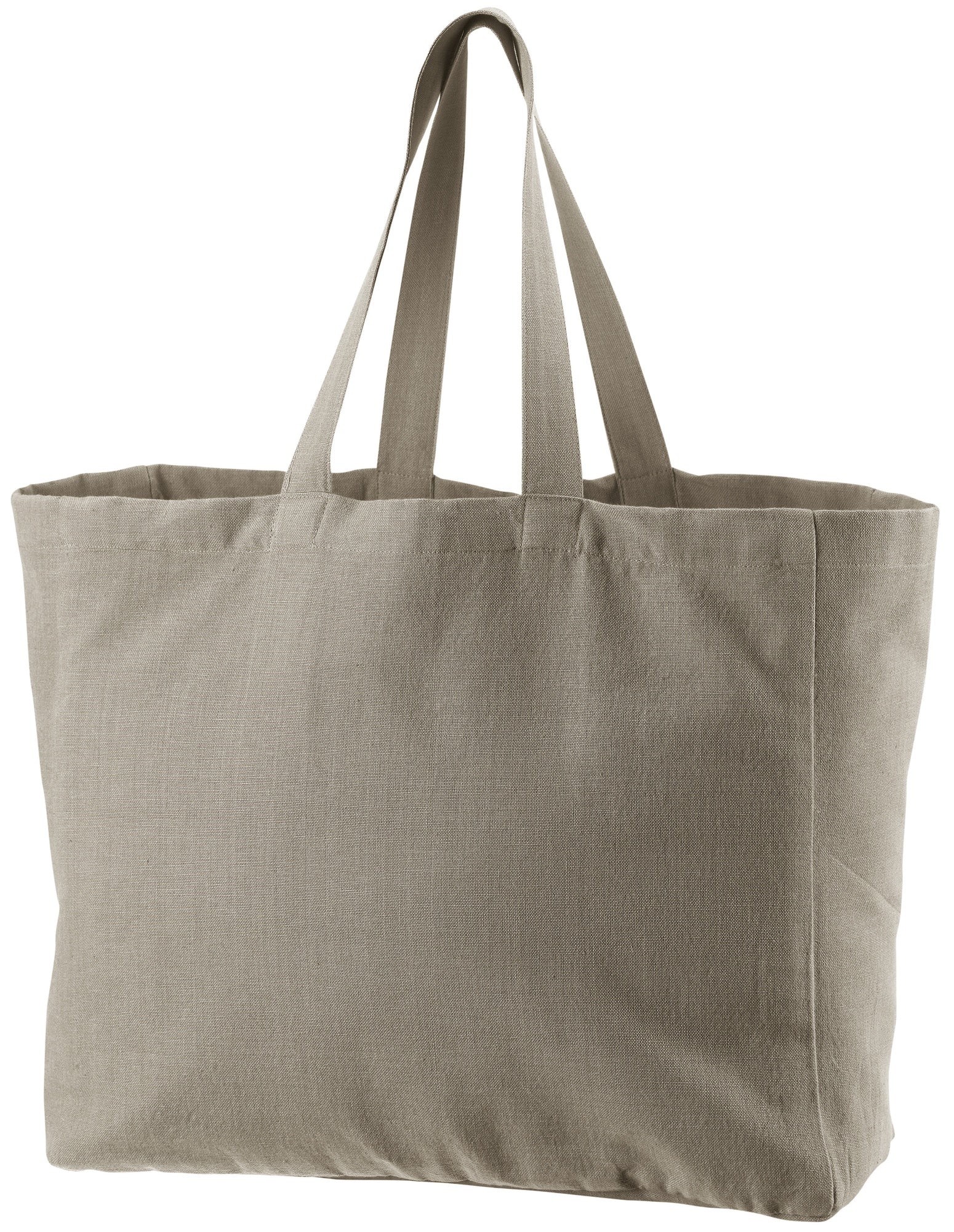 borsa shopping riciclata grace ombra, colore ombra, taglia 35 x 40 x 15. vista frontale della borsa shopping in tessuto ecologico su sfondo neutro