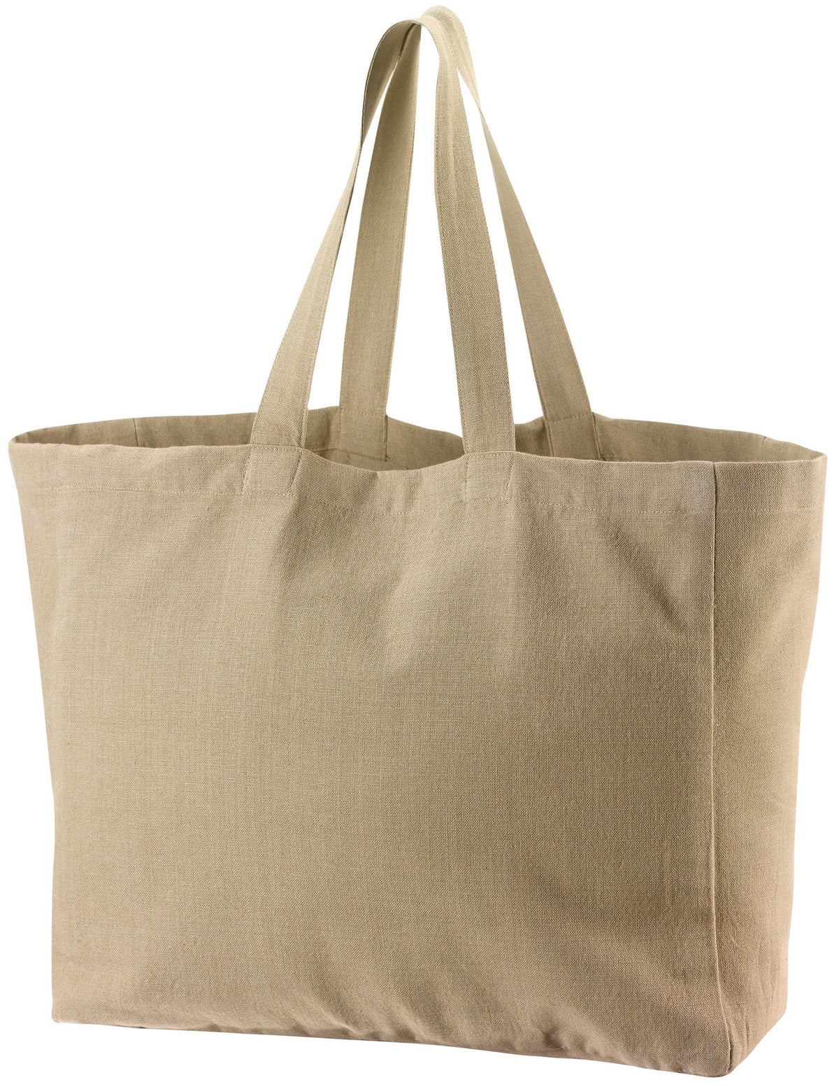 borsa shopping riciclata grace cammello, colore cammello, taglia 35 x 40 x 15. vista frontale della borsa shopping in tessuto ecologico su sfondo neutro