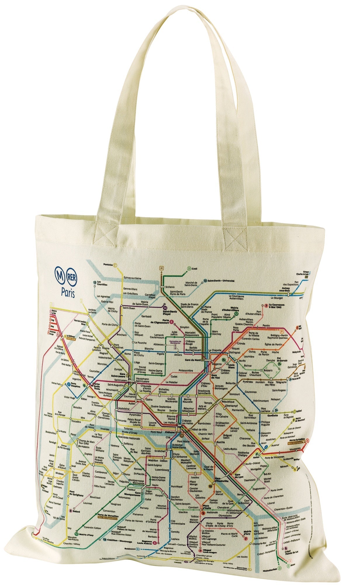 borsa totebag ratp ecru, colore ecru, taglia 38 x 42. vista frontale della borsa daily in tessuto naturale su sfondo neutro