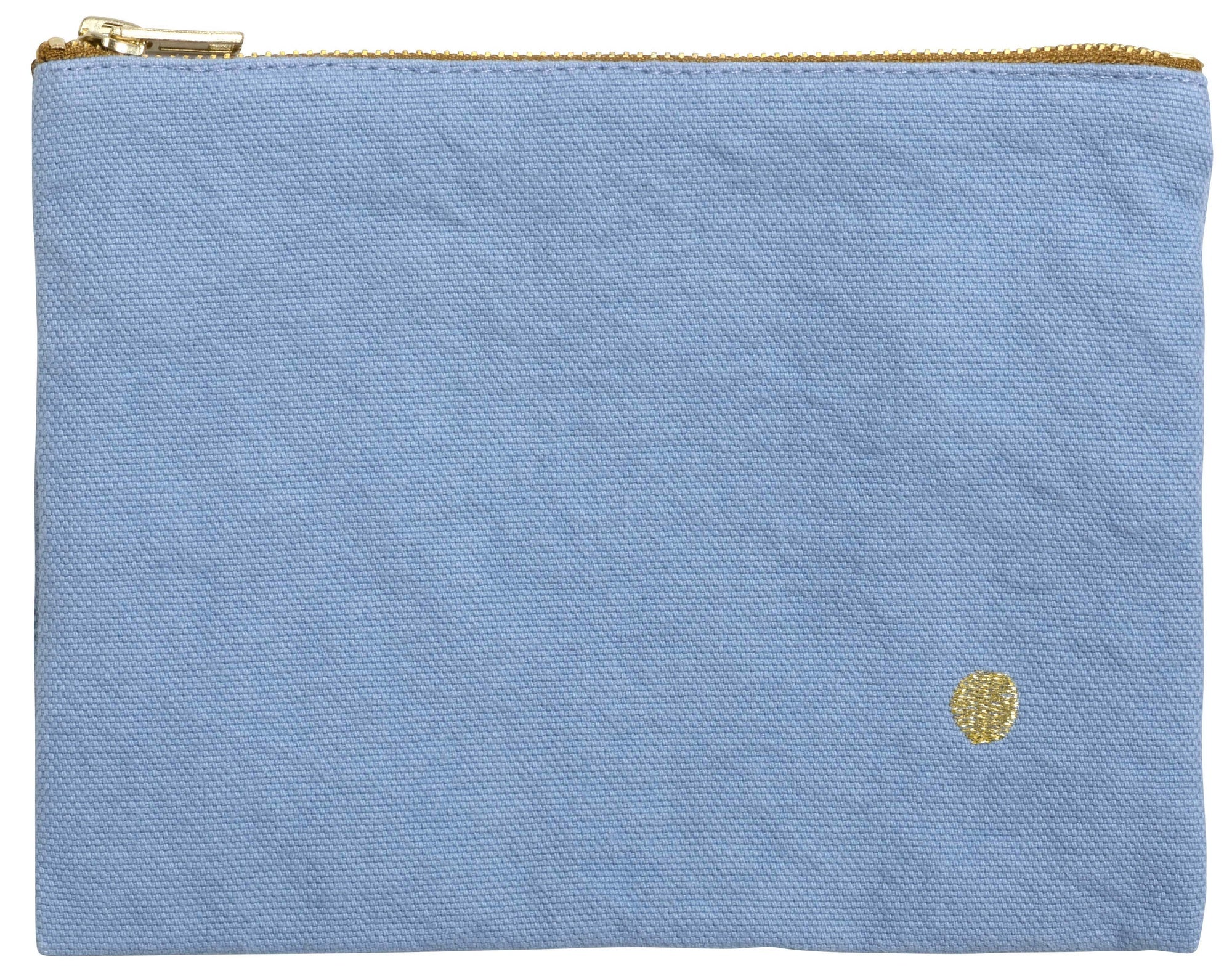 pochette iona bluetiful, colore bluetiful, taglia 19 x 28 x 1. vista frontale della pochette in tessuto naturale su sfondo neutro