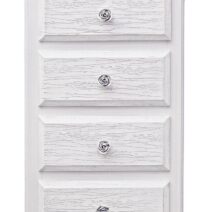 Cassettiera BLANC in legno bianco e 4 cassetti effetto decapato, 40x36x76 cm