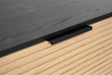 cassettiera allycia in legno di frassino nero e naturale, 64x40x115,5 cm, design compatto e funzionale per piccoli spazi