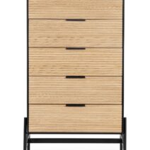 Cassettiera ALLYCIA in legno di frassino nero e naturale, 64x40x115,5 cm