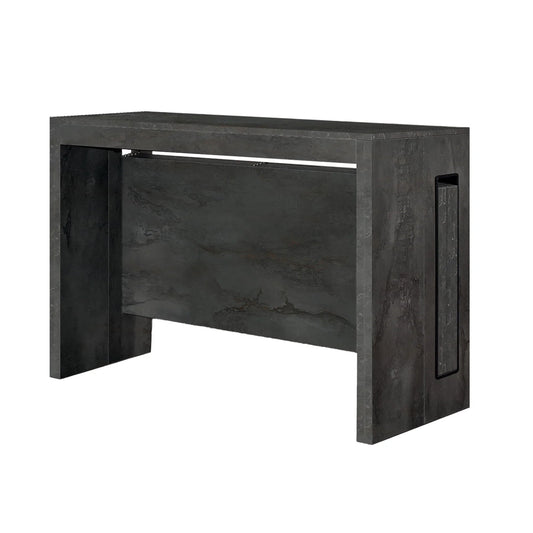 consolle gaiole in legno e acciaio ossidato 90×45 cm allungabile a 90×295 cm, consolle allungabile vista frontale, perfetta...