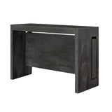 consolle gaiole in legno e acciaio ossidato 90×45 cm allungabile a 90×295 cm, consolle allungabile vista frontale, perfetta...