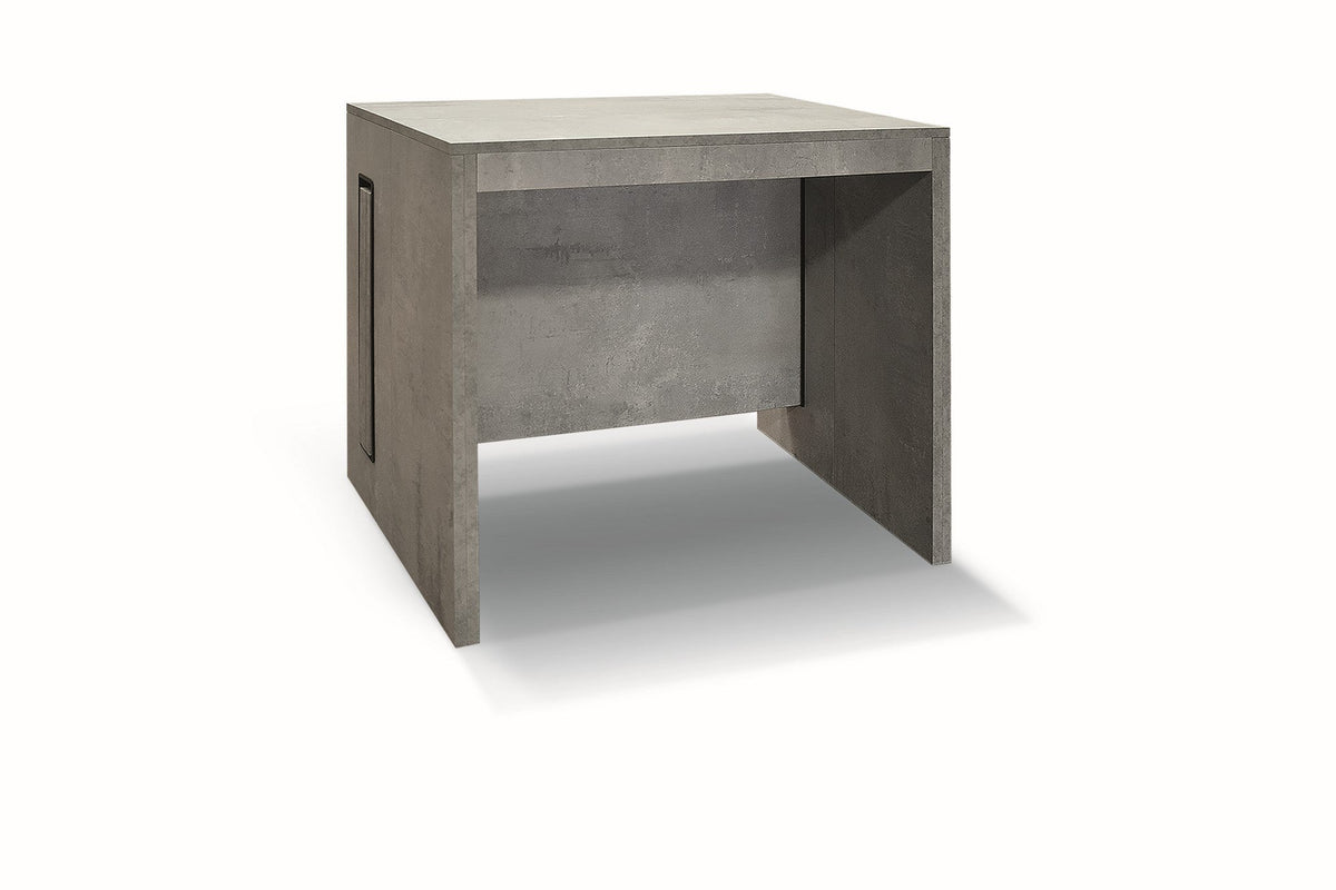 consolle gaiole in legno, finitura grigio cemento 90×45 cm allungabile a 90×295 cm, consolle allungabile vista frontale,...