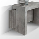 consolle gaiole in legno, finitura grigio cemento 90×45 cm allungabile a 90×295 cm, vista laterale per evidenziare il...