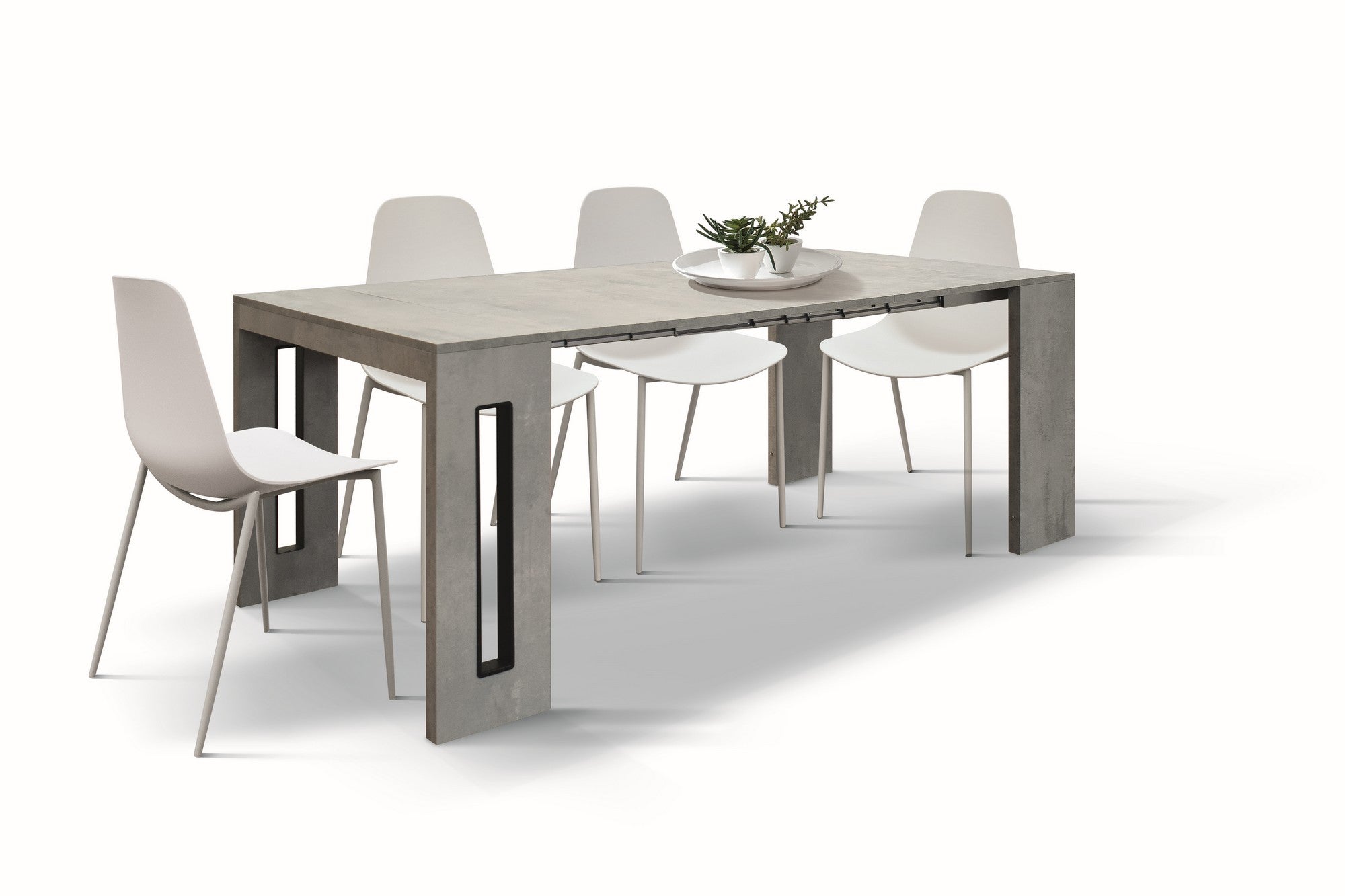 consolle gaiole in legno, finitura grigio cemento 90×45 cm allungabile a 90×295 cm, dettaglio dei materiali e lavorazioni...