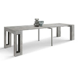 consolle gaiole in legno, finitura grigio cemento 90×45 cm allungabile a 90×295 cm, ambiente moderno arredato con consolle...