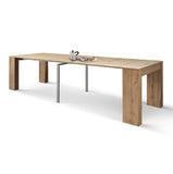 consolle allungabile lerici effetto rovere rustico 90×45 cm – 90×300, consolle aperta mostrata in ambiente sala da pranzo