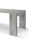 consolle allungabile lerici effetto grigio cemento 90×45 cm – 90×300, vista laterale per evidenziare il sistema di estensione