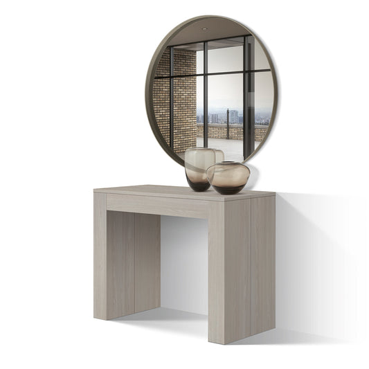 consolle allungabile lerici effetto olmo perla 90×45 cm – 90×300, consolle allungabile vista frontale, perfetta per spazi...