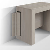 consolle gaiole in legno, finitura olmo perla 90×45 cm allungabile a 90×295 cm, consolle aperta mostrata in ambiente sala da...