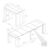 Consolle GAIOLE in legno, finitura rovere rustico 90×45 cm allungabile a 90×295 cm