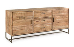 Credenza ELMER in legno di acacia e base acciaio antracite, 175x45x77 cm