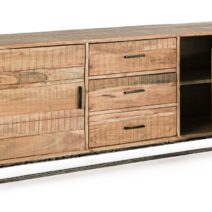 Credenza ELMER in legno di acacia e base acciaio antracite, 175x45x77 cm