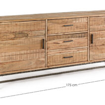 Credenza ELMER in legno di acacia e base acciaio antracite, 175x45x77 cm