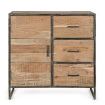 Credenza ELMER in legno di acacia e acciaio, 90x40x90 cm