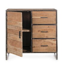 Credenza ELMER in legno di acacia e acciaio, 90x40x90 cm