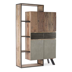 Credenza MANCHESTER in legno di mango e acciaio nero, 118x38x180 cm