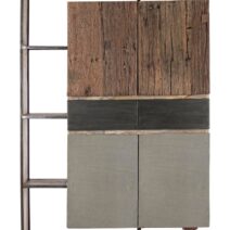 Credenza MANCHESTER in legno di mango e acciaio nero, 118x38x180 cm