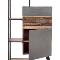 Credenza MANCHESTER in legno di mango e acciaio nero, 90x40x140 cm