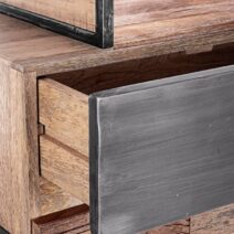 Credenza MANCHESTER in legno di mango e acciaio nero, 90x40x140 cm